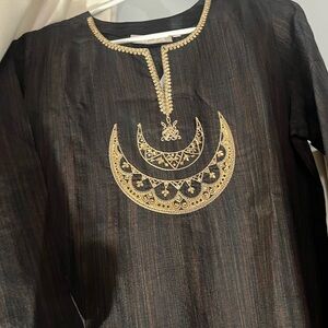 Black Tunic with Gold Embroidery